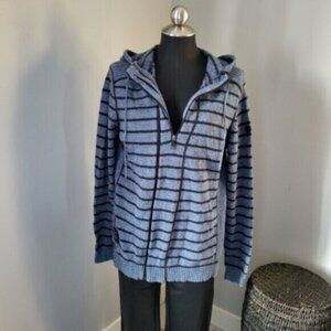 Point Zero Cotton Blue Stripe Hoodie Sz Medium